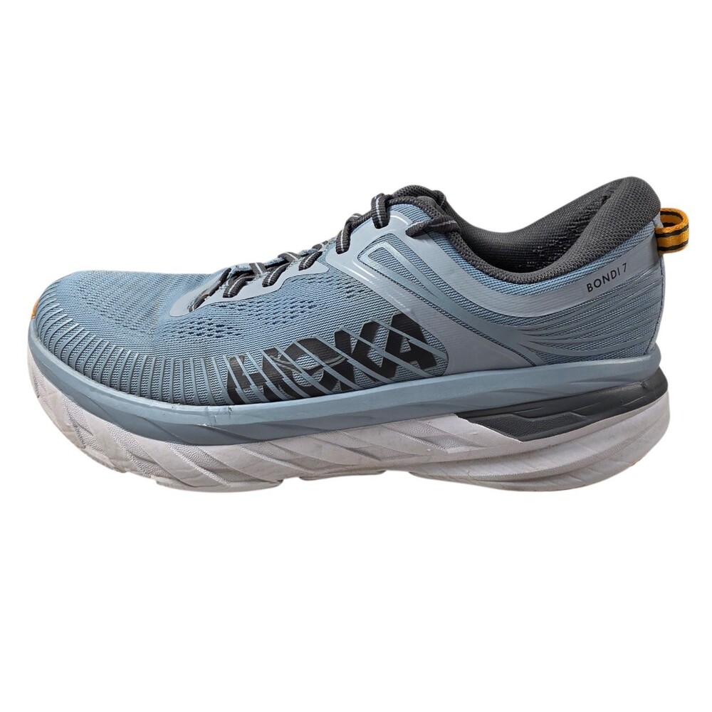 Hoka One One Bondi 7 Shoes Mens Size 10.5 Blue Road Running Sneakers - Picture 2 of 8